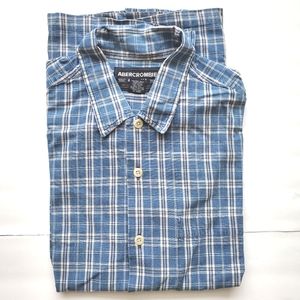 Abercrombie&Fitch short sleeve button down blue cotton shirt XL